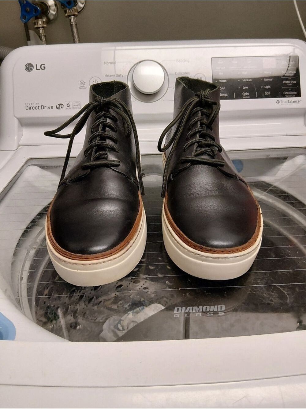 COS  Black Leather Lace-Up Chukka Boots with White Sole
